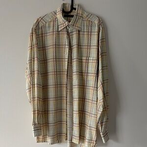 Ermenegildo Zegna Plaid Button-Up Collared Shirt, Size M
